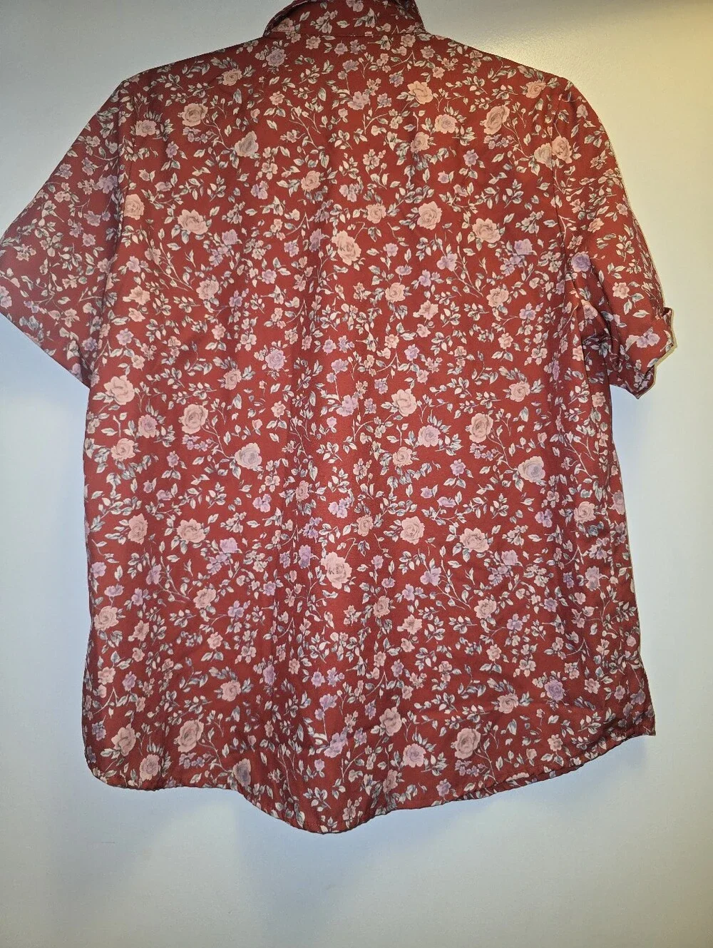 Vintage Floral Button Down Shirt Red Florall